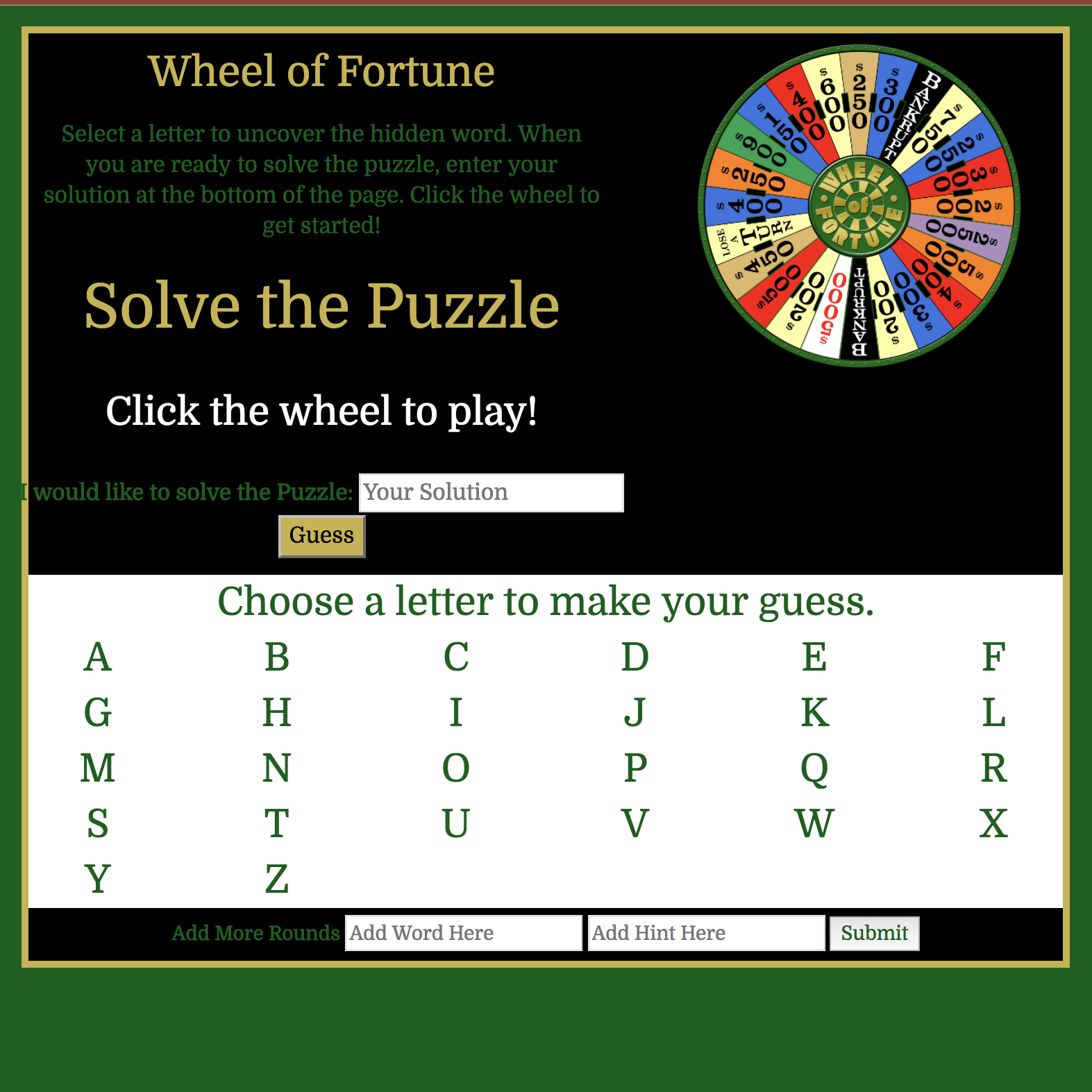 Wheel of Fortune Project Image